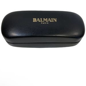 New Balmain Paris Sunglasses Eyeglasses Hard Clamshell Leather Black Case